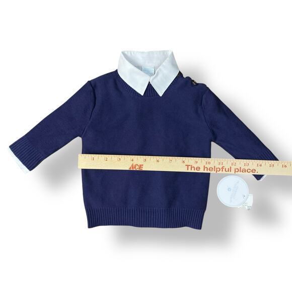 Edgehill Collection NWT Boys Navy Blue White Button up Sweater Size 6M Preppy - Picture 3 of 12